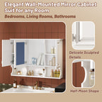 41 Inch Wall-Mounted Mirror Medicine Cabinet with Open Shelf and 3 Doors