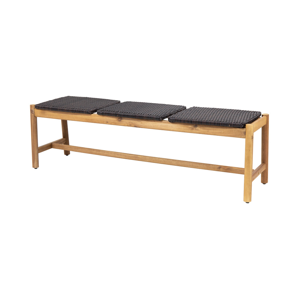 Cambria 3-Seater Outdoor Bench in Teak Acacia Wood - product detail image 5