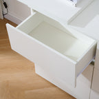 6-Drawer L-Shaped Vanity Dresser Combo with Wide Desktop – White Modern Bedroom Dressing Table
