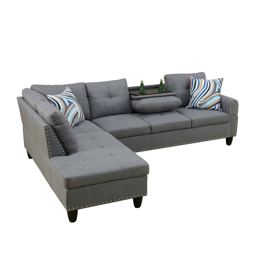 Matching dark gray ottoman with lift-top storage compartment