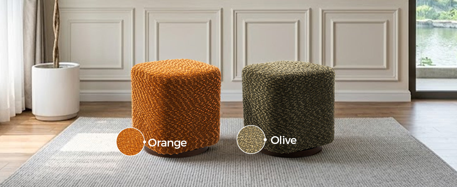 360° Swivel Vanity Stool in Olive Polyester – Makeup Chair & Accent Ottoman Secondary image