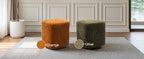 Angle view showing swivel base and olive polyester upholstery
