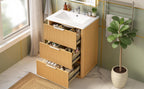 24-inch Modern Bathroom Vanity with Ceramic Sink and Wood Cabinet