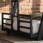 Queen over Queen Metal Bunk Bed with Dual Side Ladders and Low Profile Design – Black