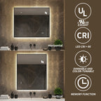 30" x 36" LED Bathroom Mirror with Anti-Fog, Dimmable Light & 3 Color Temperatures