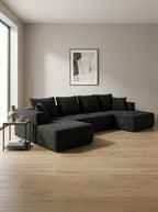 Modular layout showing chaise separated from main sofa unit