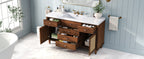 60" Modern Bathroom Vanity with SMC Sink, Soft-Close Drawers & Rattan Doors