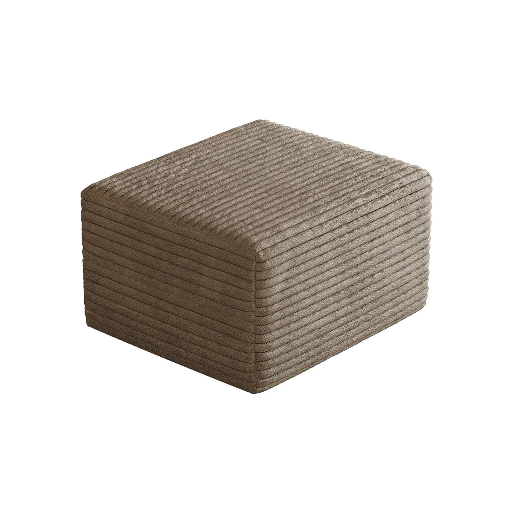 Camel Plush Corduroy Ottoman – No Assembly Required