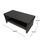 Side profile of ST Lucia coffee table highlighting low height and steel leg structure