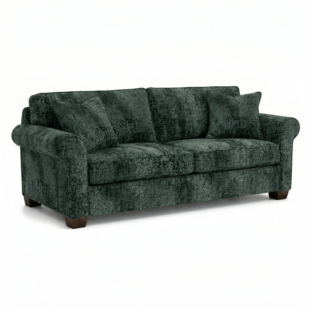 Irlanda Velvet Sofa — 3-Seat, Made in USA, Rolled Arms, Medium-Soft Cushions - product detail image 8