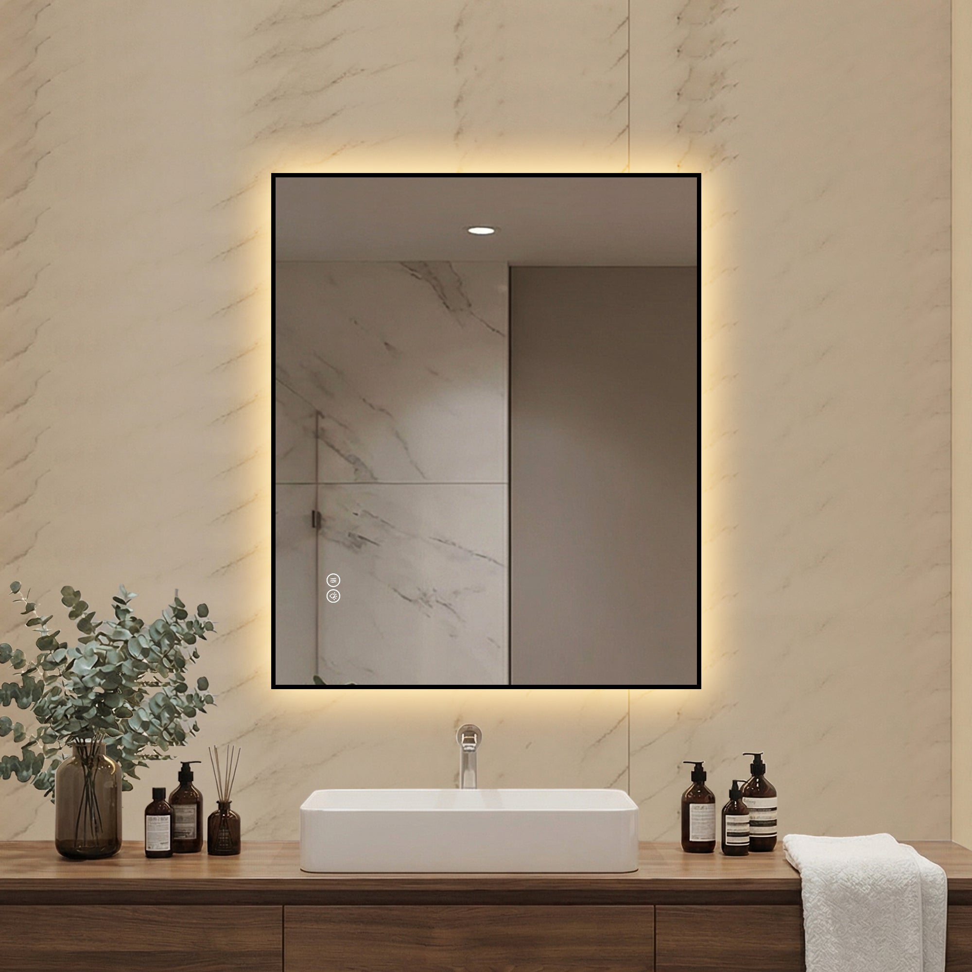30" x 36" LED Bathroom Mirror with Anti-Fog, Dimmable Light & 3 Color Temperatures
