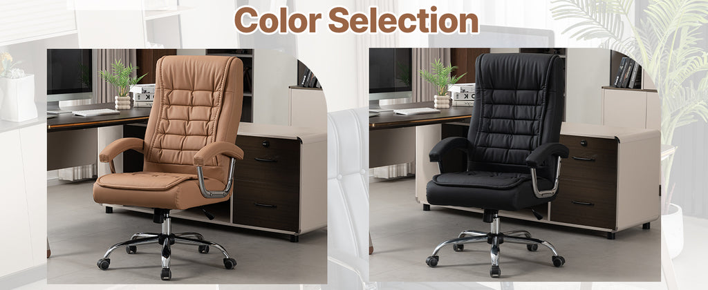 High-Back Executive Office Chair with PU Leather, Spring Seat & Chrome Armrests – Black - product detail image 6