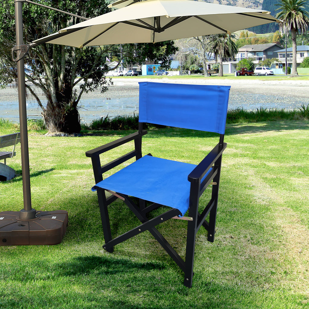 Wooden Folding Director Chair with Canvas Seat – Set of 2, Black - product detail image 6