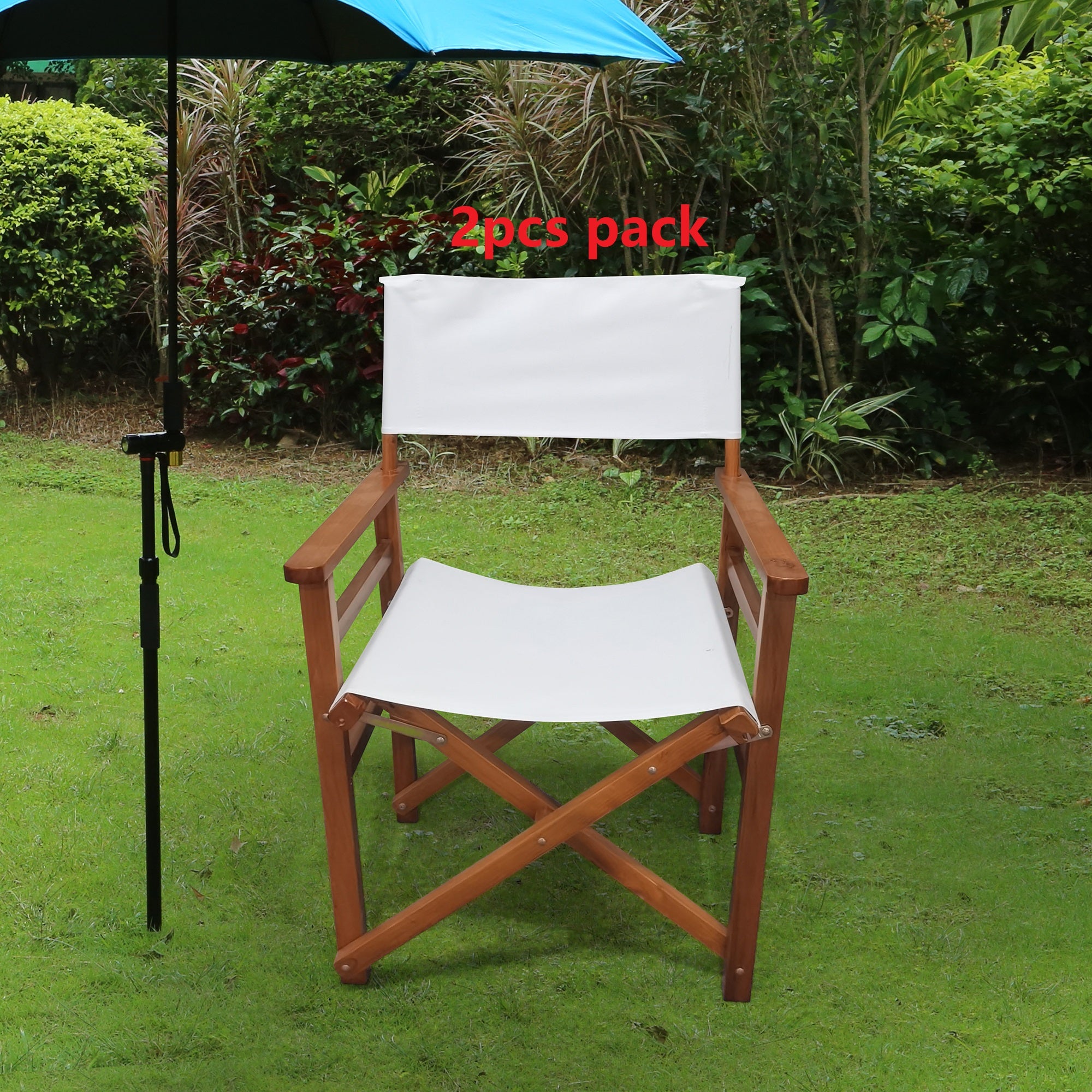 Wooden Folding Director Chair with Canvas Seat – Natural Poplar Wood, 2-Pack - product detail image 5
