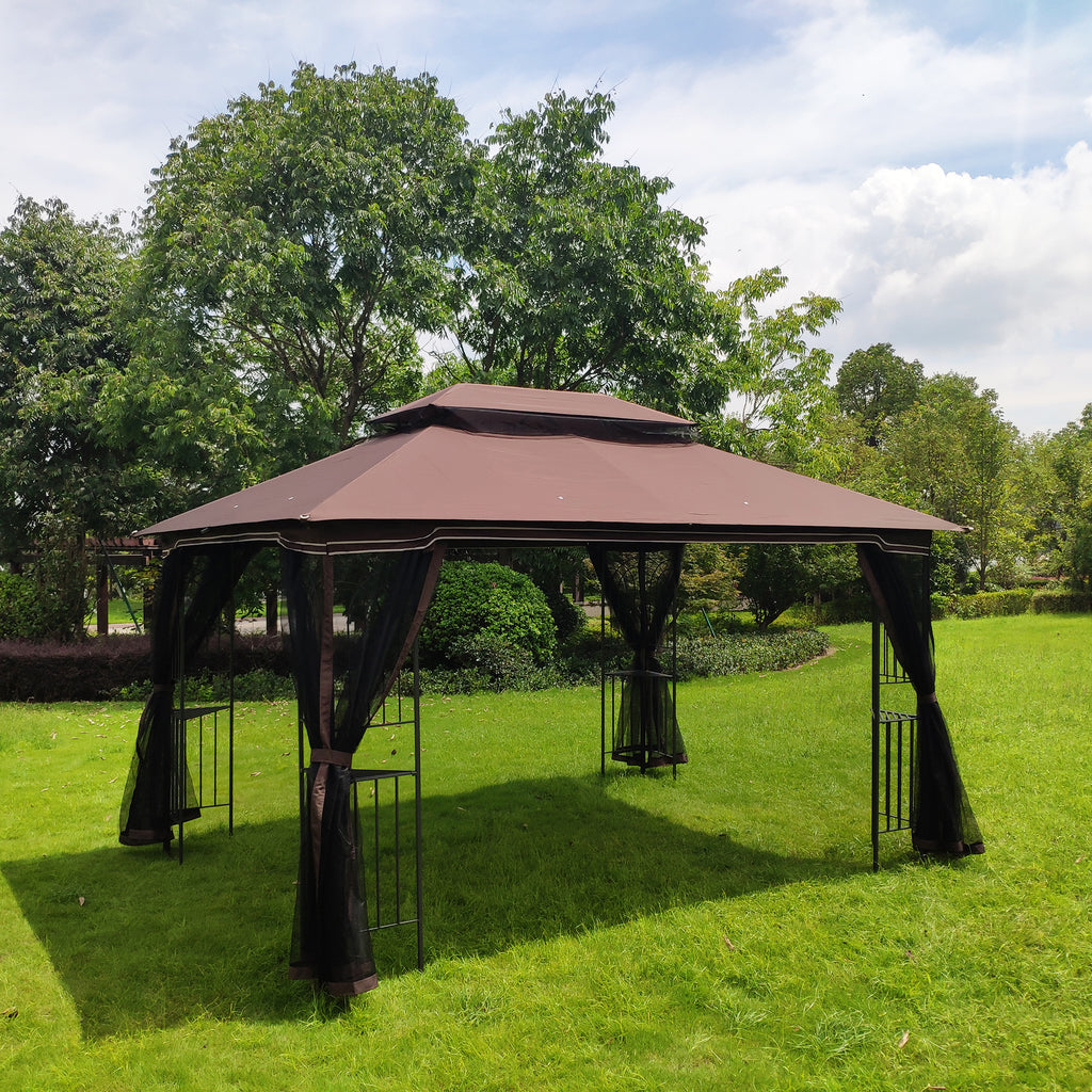 13 ft x 10 ft Outdoor Gazebo with Double-Tier Roof & Detachable Mosquito Net - product detail image 6