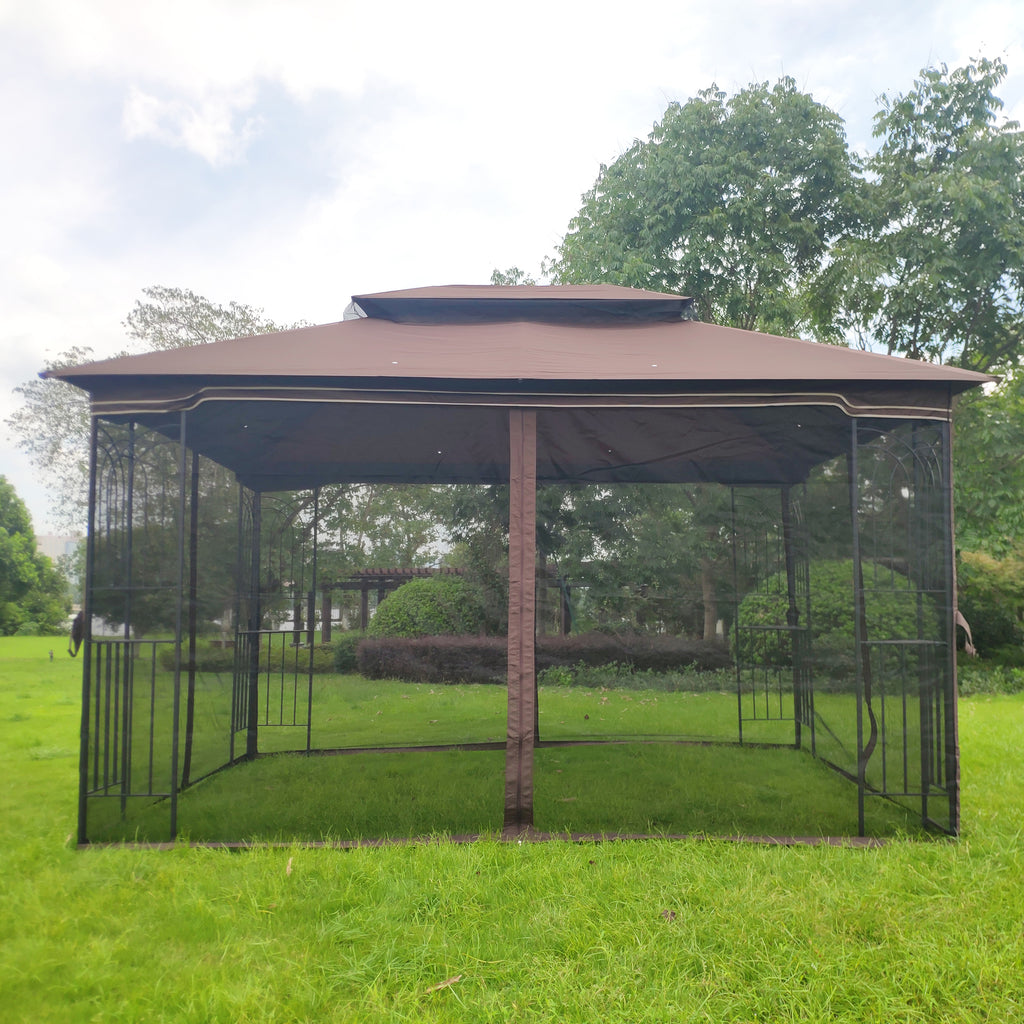 13 ft x 10 ft Outdoor Gazebo with Double-Tier Roof & Detachable Mosquito Net - product detail image 8