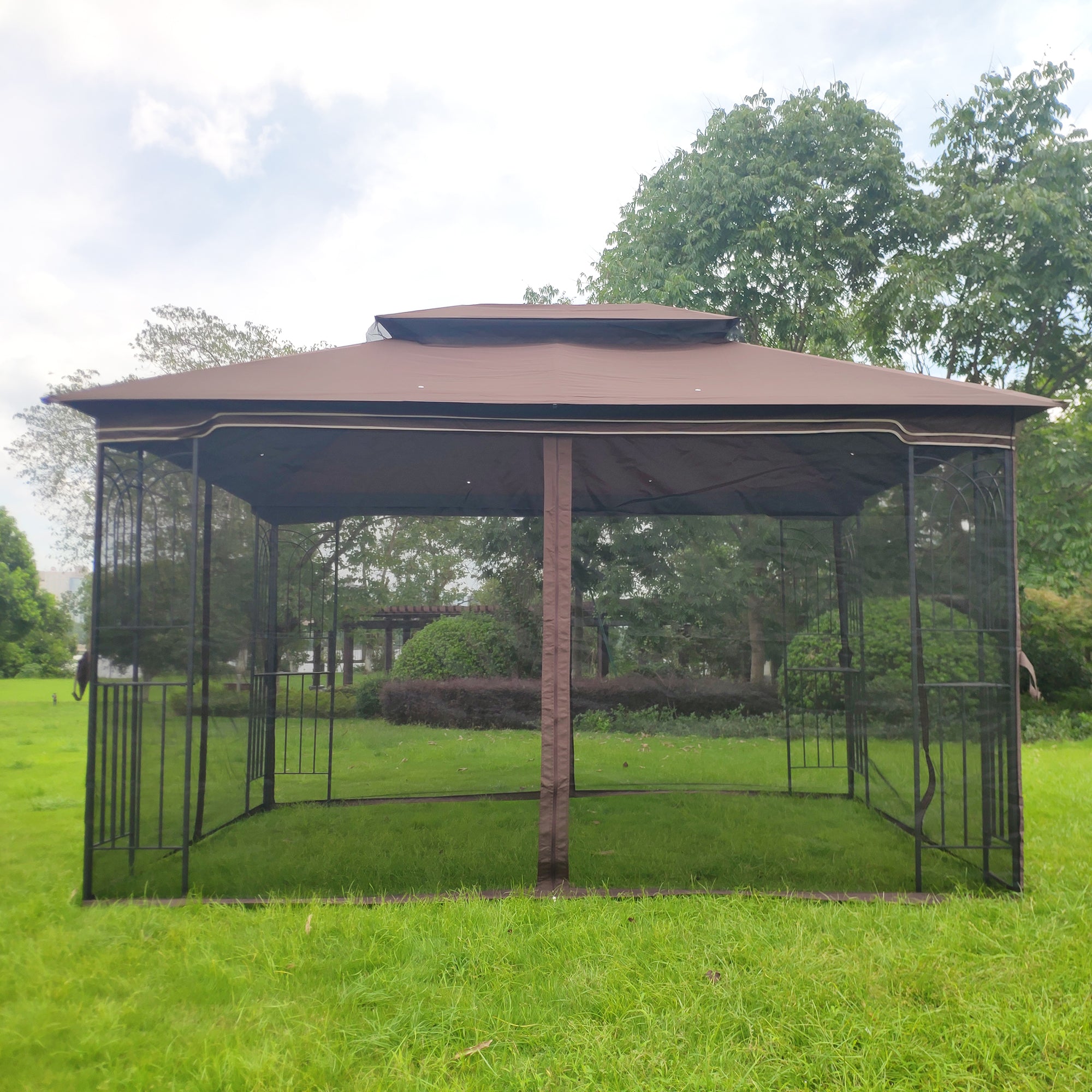 13 ft x 10 ft Outdoor Gazebo with Double-Tier Roof & Detachable Mosquito Net - product detail image 8