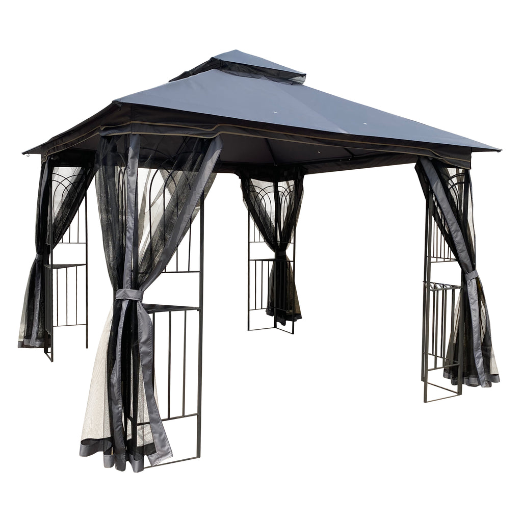 10 ft x 10 ft Outdoor Gazebo with Double Roof & Removable Mosquito Net - product detail image 8