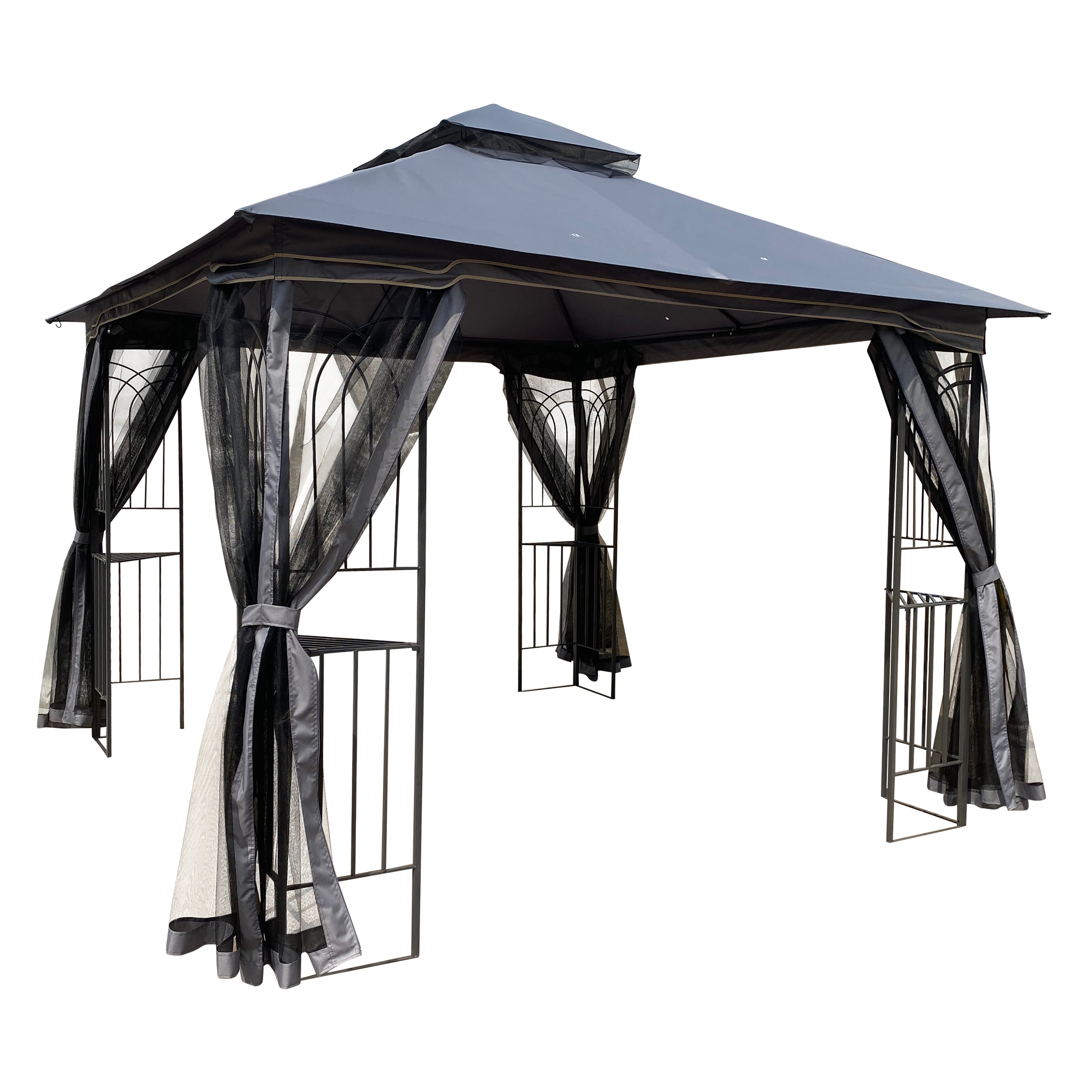 10 ft x 10 ft Outdoor Gazebo with Double Roof & Removable Mosquito Net - product detail image 8