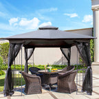 10 ft x 10 ft Outdoor Gazebo with Double Roof & Removable Mosquito Net - product detail image 10