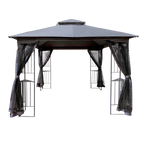 Close-up of removable mosquito netting on one side of the gazebo
