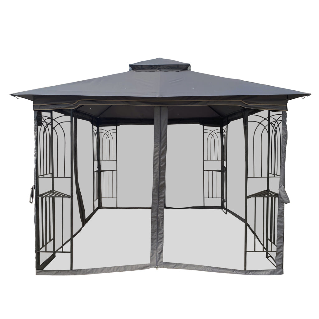 10 ft x 10 ft Outdoor Gazebo with Double Roof & Removable Mosquito Net - product detail image 9