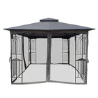 10 ft x 10 ft Outdoor Gazebo with Double Roof & Removable Mosquito Net - product detail image 9