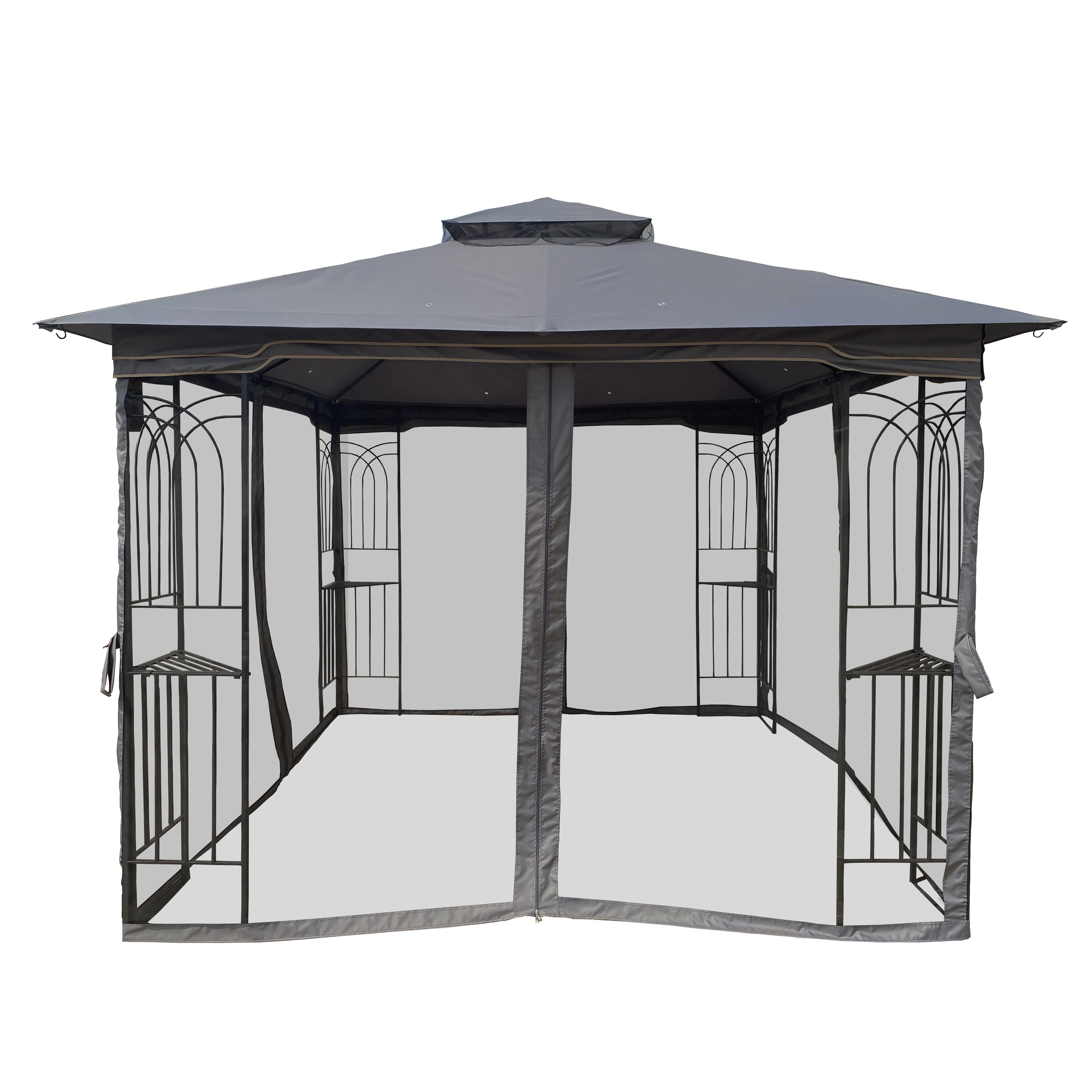 10 ft x 10 ft Outdoor Gazebo with Double Roof & Removable Mosquito Net - product detail image 9