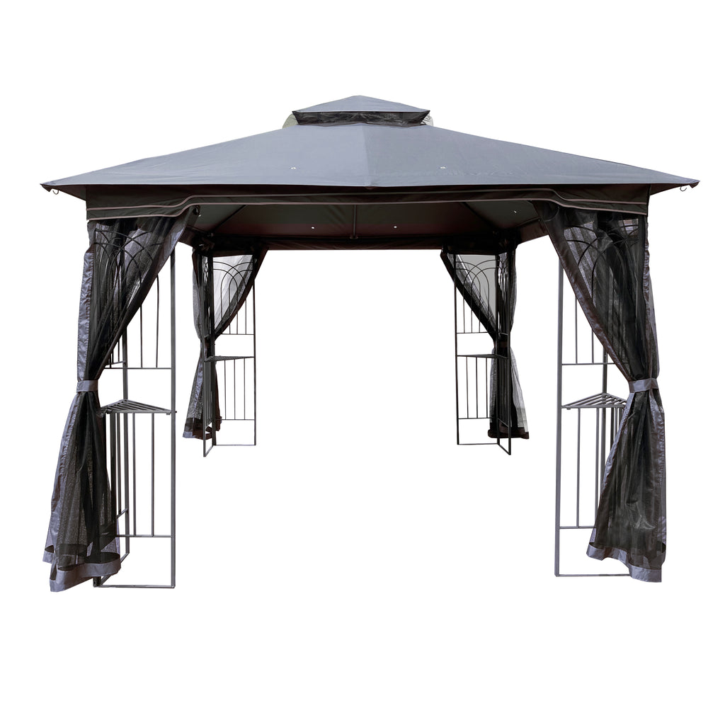 10 ft x 10 ft Outdoor Gazebo with Double Roof & Removable Mosquito Net - product detail image 7