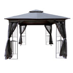 10 ft x 10 ft Outdoor Gazebo with Double Roof & Removable Mosquito Net - product detail image 7