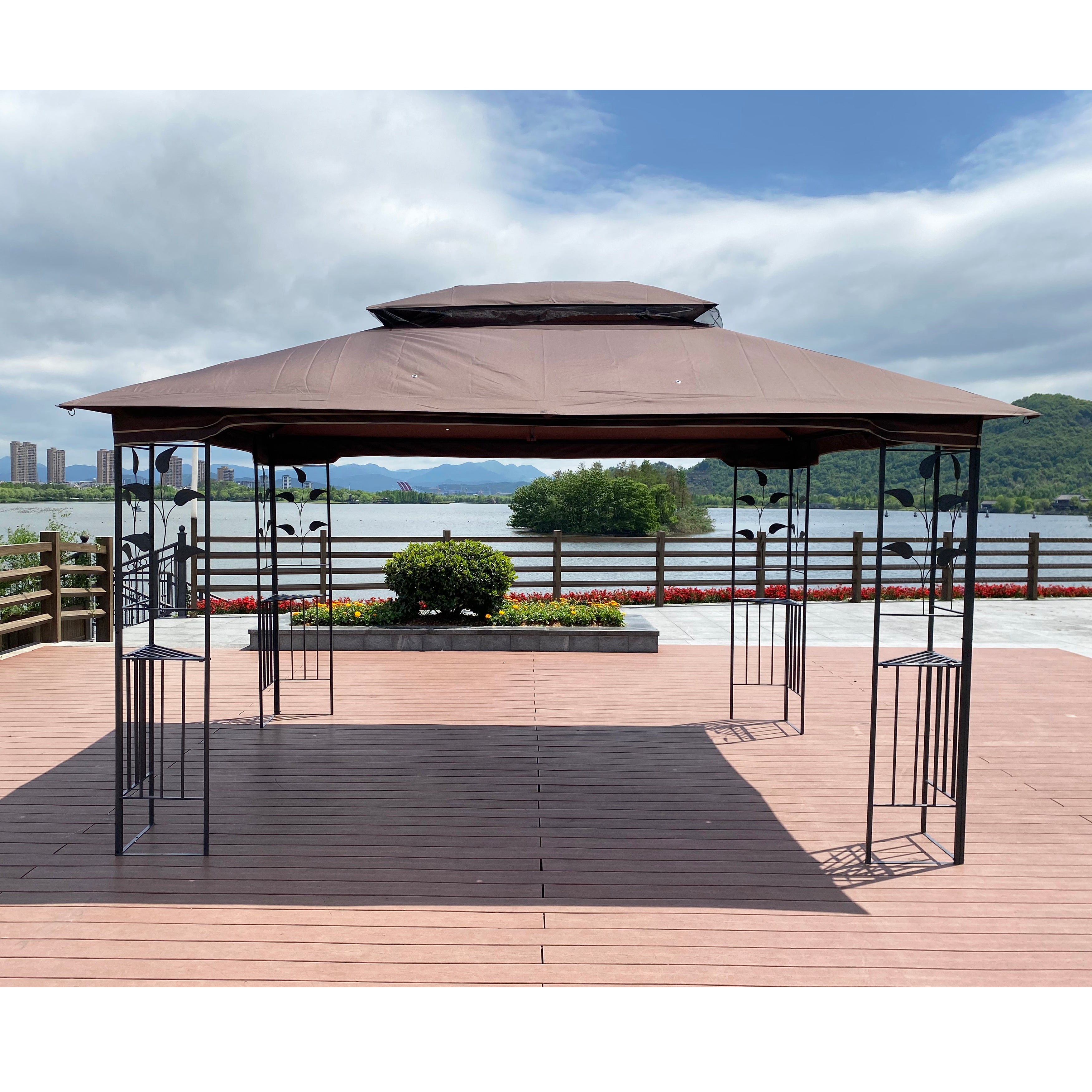 13 ft x 10 ft Outdoor Gazebo with Double Roof & Mosquito Net - product detail image 10