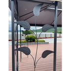 Gazebo assembled in a backyard setting with lawn and patio furniture