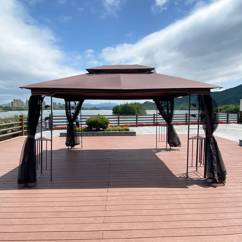 13 ft x 10 ft Outdoor Gazebo with Double Roof & Mosquito Net - product detail image 7