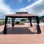 13 ft x 10 ft Outdoor Gazebo with Double Roof & Mosquito Net - product detail image 7