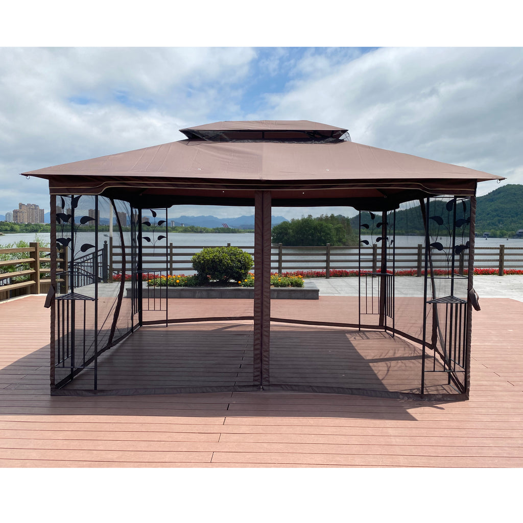 13 ft x 10 ft Outdoor Gazebo with Double Roof & Mosquito Net - product detail image 8