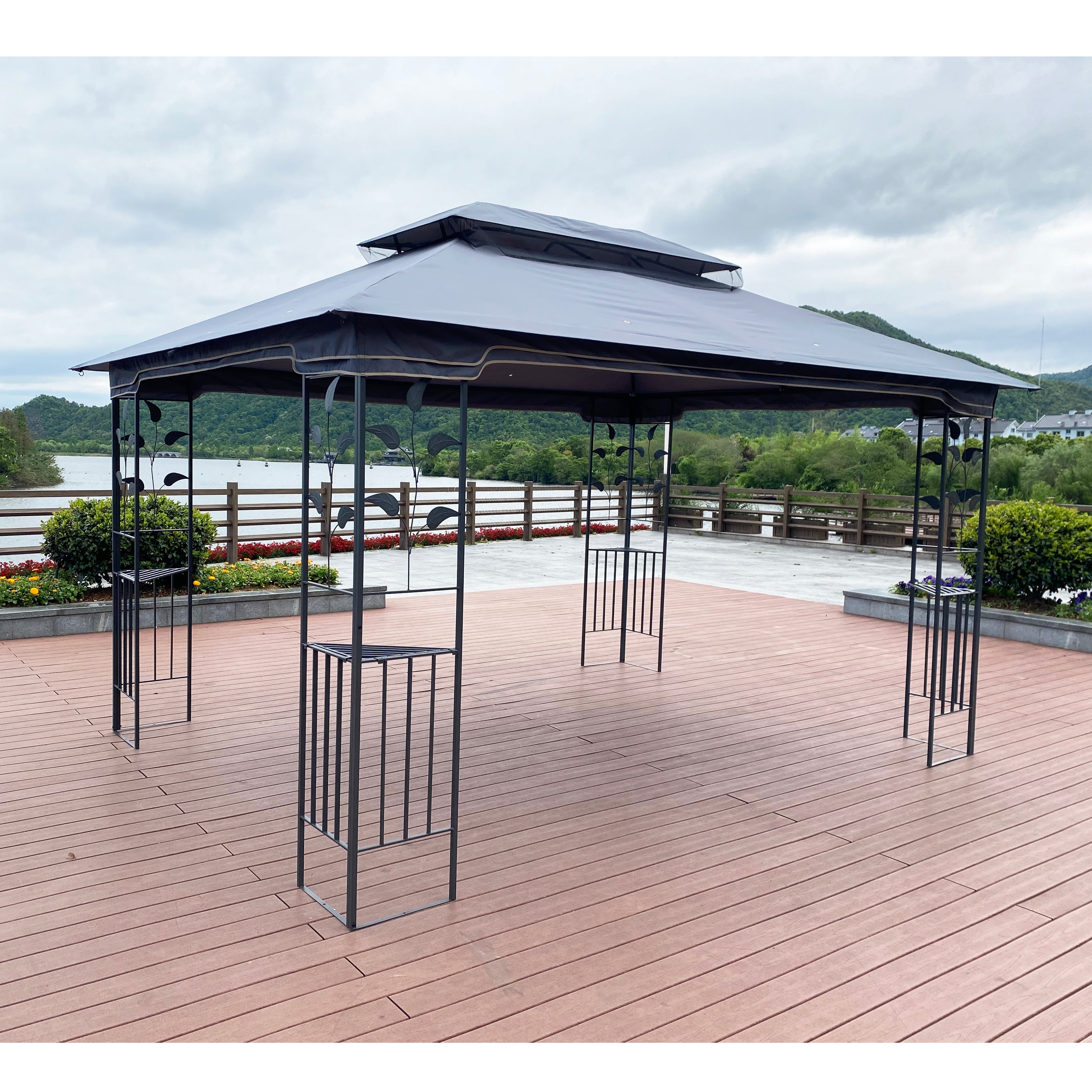 13 ft x 10 ft Outdoor Gazebo with Double Roof & Detachable Mosquito Net - product detail image 6