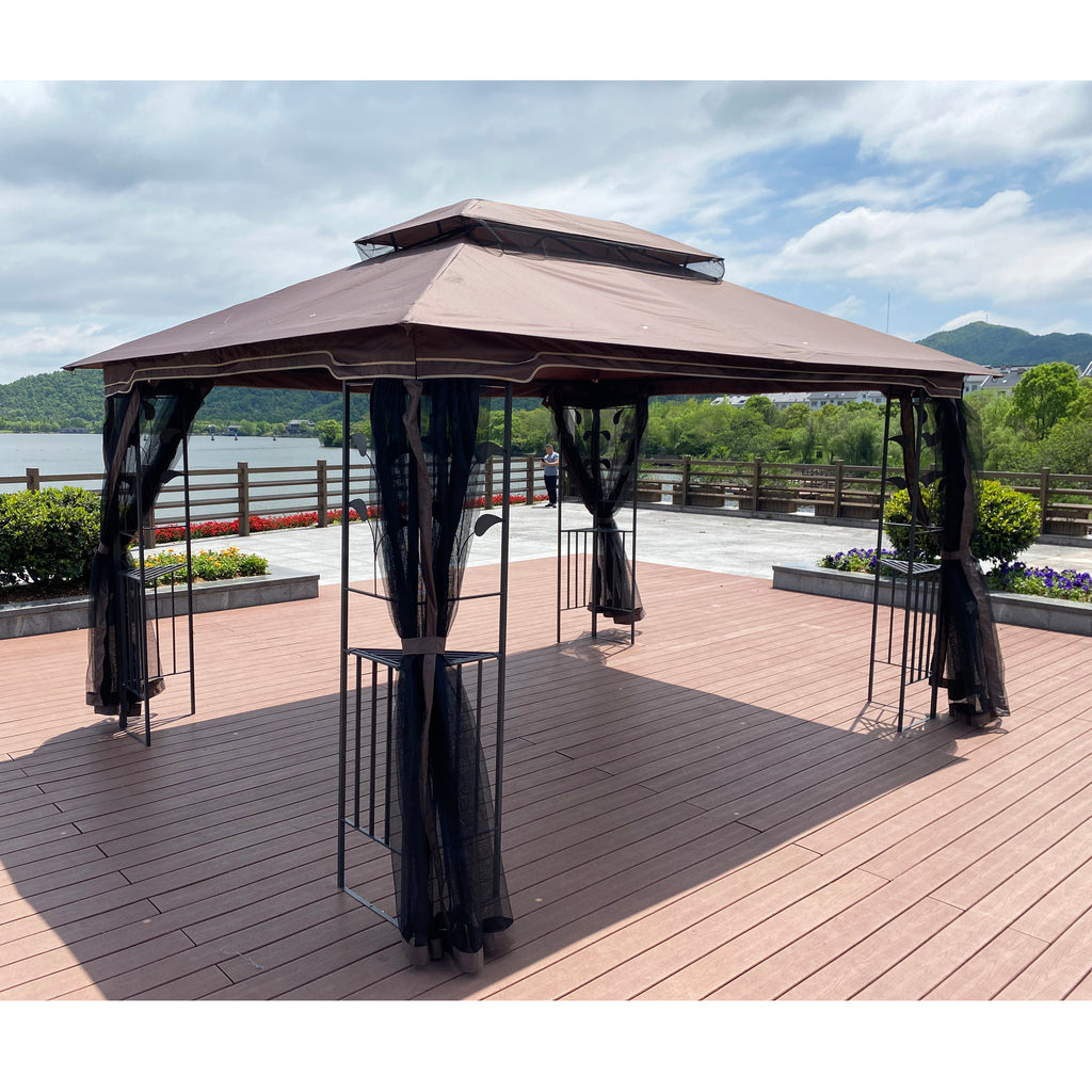 13 ft x 10 ft Outdoor Gazebo with Double Roof & Mosquito Net - product detail image 9