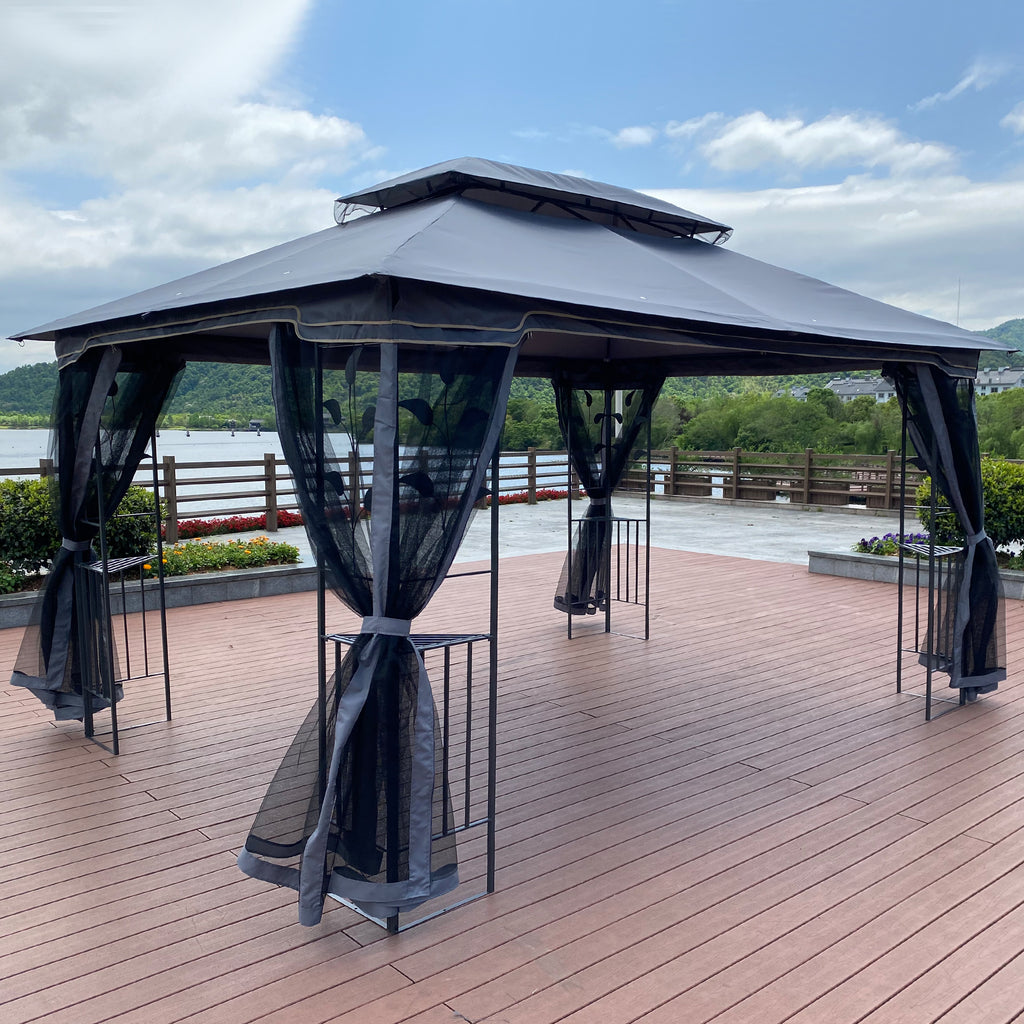13 ft x 10 ft Outdoor Gazebo with Double Roof & Detachable Mosquito Net - product detail image 7