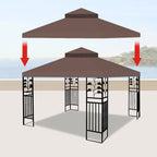 Close-up of two drain holes on one side of the gazebo canopy