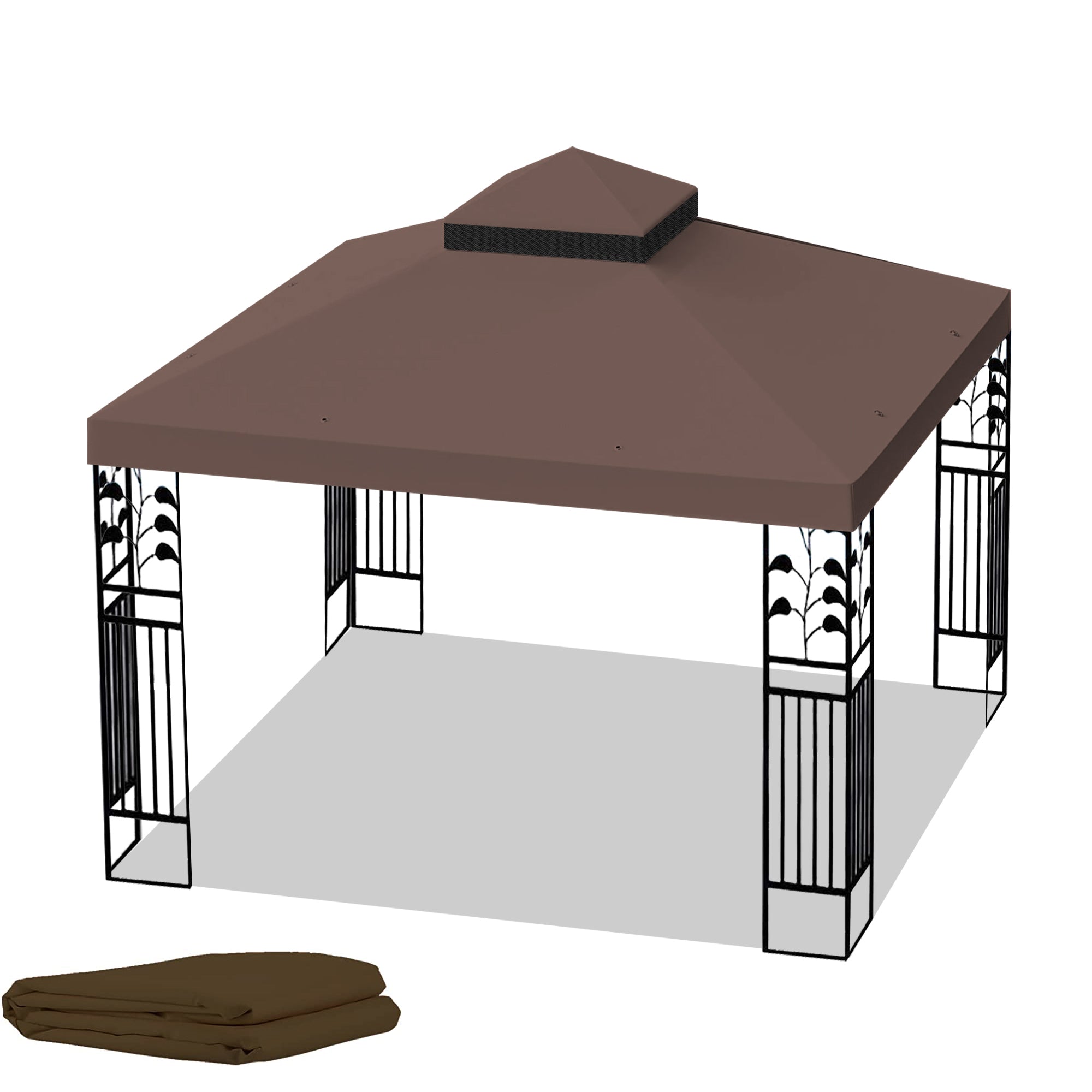 10x10 ft Double-Tiered Gazebo Replacement Canopy – Polyester, UV-Resistant, Drain Holes - product detail image 6