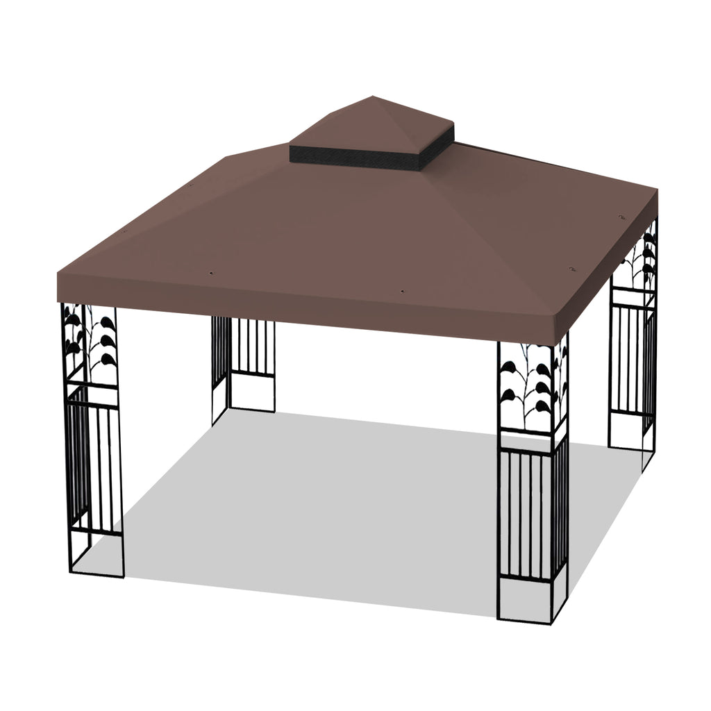 10x10 ft Double-Tiered Gazebo Replacement Canopy – Polyester, UV-Resistant, Drain Holes - product detail image 7