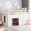Twin Loft Bed with Storage Drawers and Built-in Ladder – White