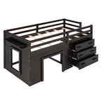 Twin Loft Bed with Storage Drawers and Built-in Ladder – Espresso Finish
