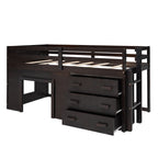 Twin Loft Bed with Storage Drawers and Built-in Ladder – Espresso Finish