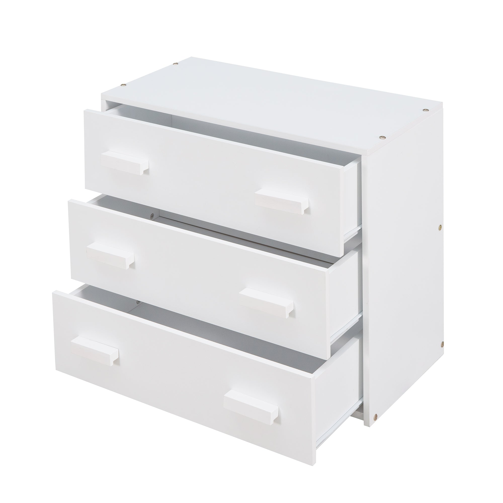 Twin Loft Bed with Storage Drawers and Built-in Ladder – White