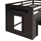 Twin Loft Bed with Storage Drawers and Built-in Ladder – Espresso Finish