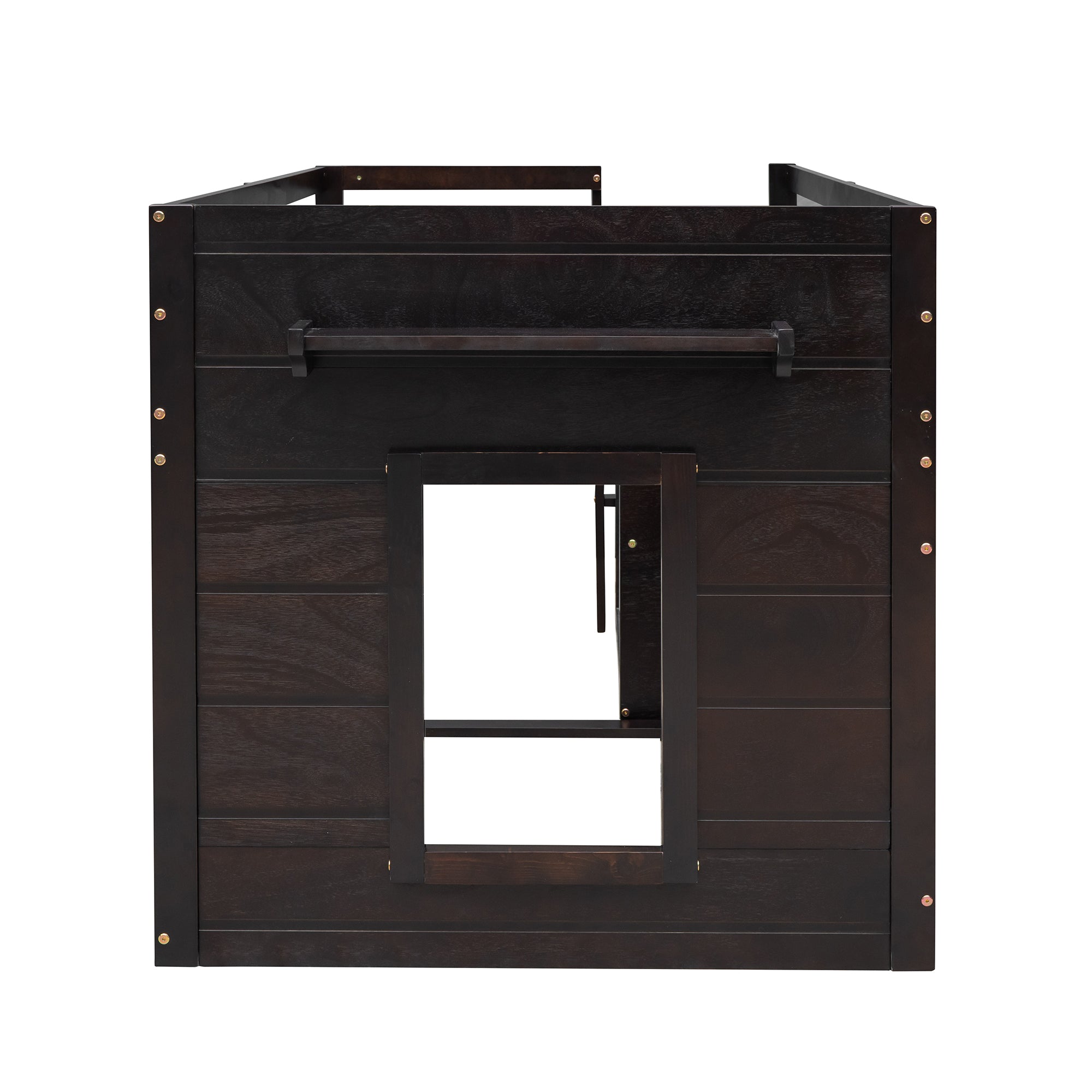 Twin Loft Bed with Storage Drawers and Built-in Ladder – Espresso Finish