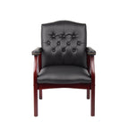 Black Leather Guest Chair with Padded Seat & Arms – Mid-Back Office Executive Style - product detail image 5