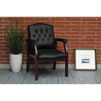 Black Leather Guest Chair with Padded Seat & Arms – Mid-Back Office Executive Style - product detail image 10