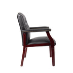 Black Leather Guest Chair with Padded Seat & Arms – Mid-Back Office Executive Style - product detail image 7